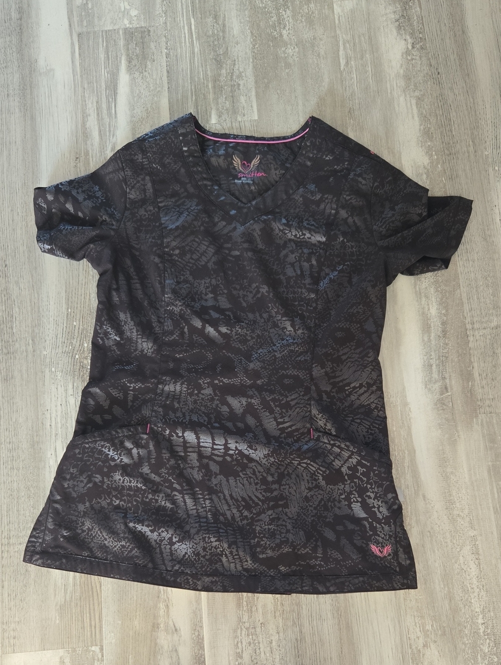 Smitten Women’s Black  V-Neck Scrub Top